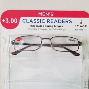 Men's(+3.00)Readers/Glasses Brown Metal Frame NEW